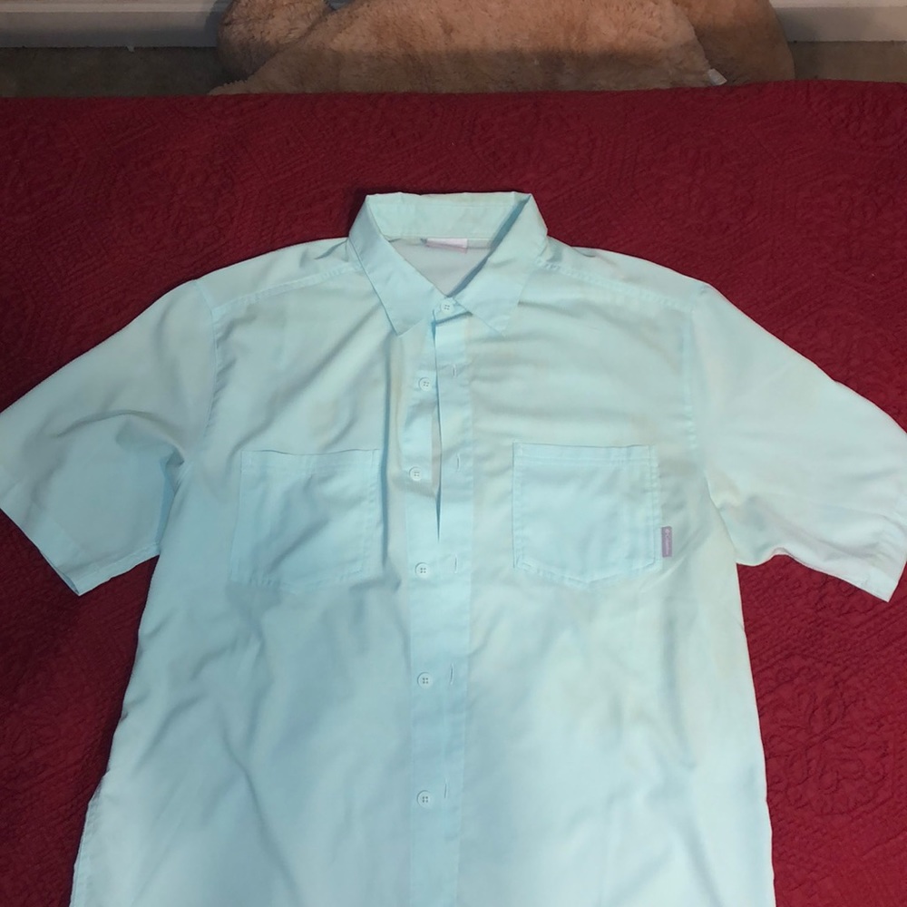 Columbia PFG mint green button up.